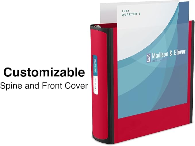 Staples Heavy-Duty 3-Inch D-Ring Binder, Red, Vinyl Cover, 600 Sheets | Large-capacity 3-ring binder for school and office document storage.