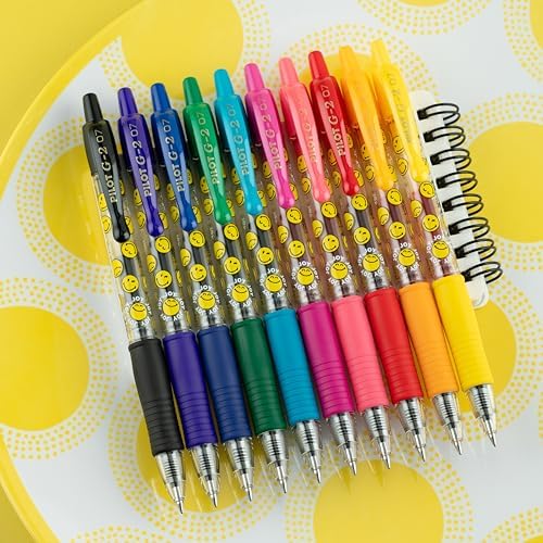 PILOT, G2 Smileyworld Gel Roller Pens, 10 Pack Pouch, Assorted Ink