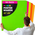 Hygloss Medium Poster Board 22x28 - 50 Assorted Neon Color Bulk Pack - 10 Pt. Thickness Colored Poster Board Paper for Projects, Signs, Displays - Posterboard Multipack 22" x 28"