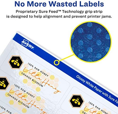 Avery® Rectangle Labels, Sure Feed® Technology, 2" x 3", 800 Glossy White Labels (36464)