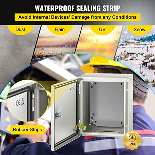 VEVOR NEMA Steel Enclosure, 12" x 10" x 6" NEMA 4X Steel Electrical Box, IP66 Waterproof & Dustproof, Outdoor/Indoor Electrical Junction Box, with Mounting Plate
