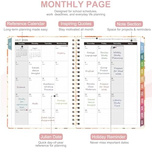 Planner 2026-2027, Weekly and Monthly Academic Planner, July 2026 - June 2027, Hardcover Calendar Agenda Book for School Year Planning, School Supplies for Teacher and Student, Letter Size(8.5'' x 11'')