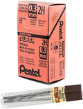 Pentel Super Hi-Polymer Lead Refill (0.3mm) Extra Fine, 2H, 12 pcs/Tube, Box of 12 (300-2H)