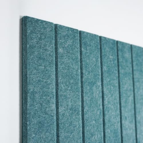 Cork Board Alternative Felt Bulletin Board Tiles-Modular Slat Paneling, Display, Noise Reduction, Safely Removable, Home & Office, 47" x 35", 12-Pack(Peacock Blue)