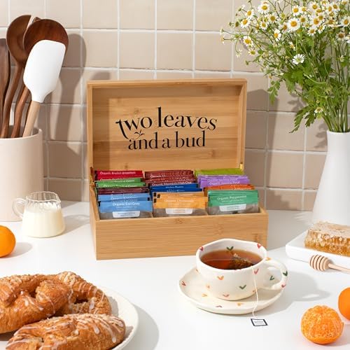Two Leaves and a Bud Organic Tea Sampler in 6-Slot Bamboo Presentation Box