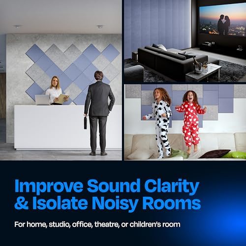 Acoustic Panels 12-Pack - 12"X12"X0.4" Sound Panels - High Density Sound Dampening - Dusky Gray Square