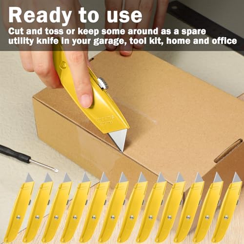 Reginary 30 Pcs Box Cutters Bulk, Utility Knives, Yellow