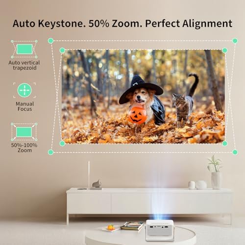 Yoton Y3 Mini Projector, Ultra-Compact 317g, 360° Stand, Auto Keystone