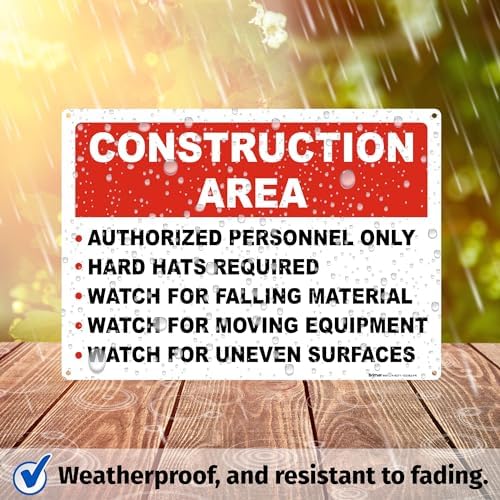 BRIMAR Construction Area Rules Sign, 14 X 10-Inch Aluminum, Weatherproof
