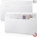 Feifeiya 2 Pcs Magnetic File Folder Wall Hanging Holder Large Pocket Paper Magazine Mail Organizer for Refrigerator Classroom Locker Whiteboard(Horizontal,White Color,13.8 x 8.3 Inches)