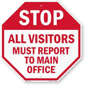 SmartSign "Stop - All Visitors Must Report to Main Office" Sign | 24" x 24" 3M High Intensity Grade Reflective Aluminum