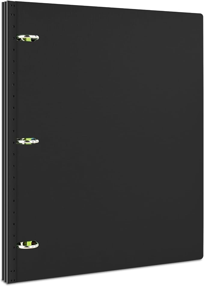 INFUN 1 Inch Telescoping 3 Ring Binder- 1 PCS-Black, Portable Plastic Binder with Telescoping Spine, 3 Ring Binder with Foldable Front Cover Holds 8.5" x 11" Paper for School,Office and Homes