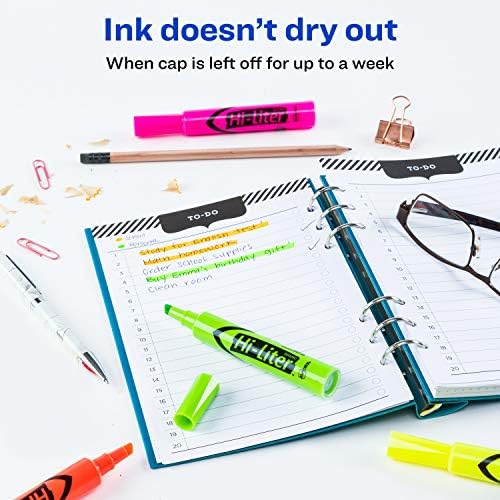 AVERY Hi-Liter Desk-Style Highlighters, Smear Safe Ink, Chisel Tip, 4 Assorted Color Highlighters (24063), (Pack of 3)