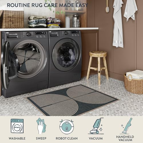 Lahome Rainbow Indoor Door Mat, 20"x32" Small Black Rugs for Entry Kitchen