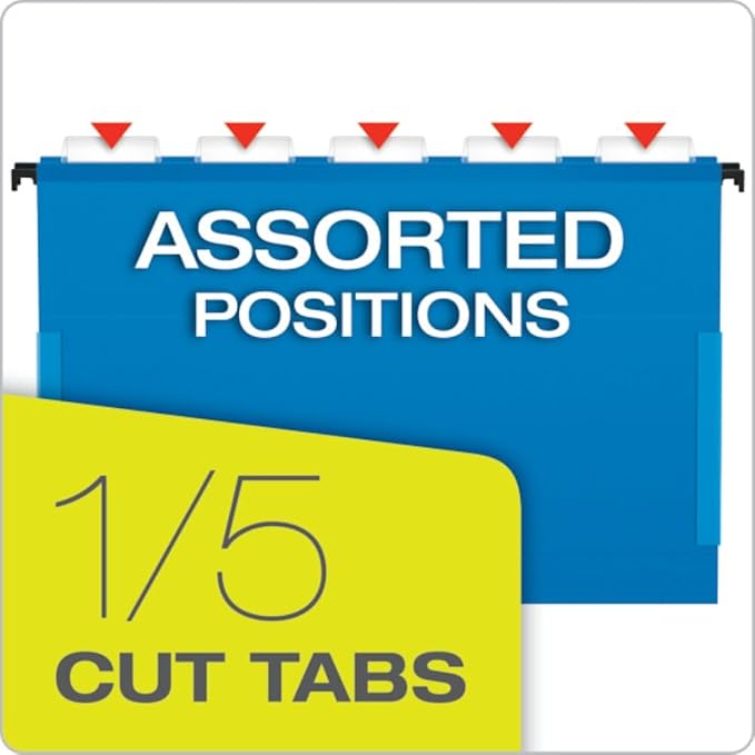 Pendaflex SureHook Reinforced Hanging Box File, 2", Legal, Blue, 1/5 Cut, 25 per box (59302EE)