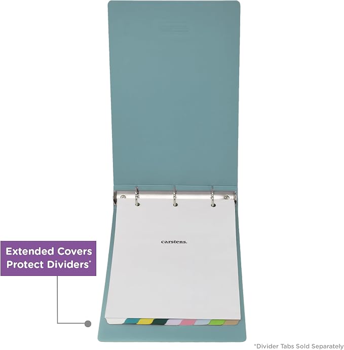 Carstens 2-Inch Heavy Duty 3-Ring Binder - Top Opening, Powder Blue, Durable Plastic, Precision No-Gap Rings, Waterproof Cover, No Pockets, Holds 300 US Letter Sheets, BPA-Free, Made in USA (2874-3R)