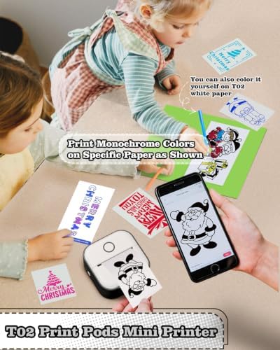 Memoking Mini Printer - Sticker Printer T02 Inkless Sticker Maker Machine