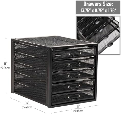 Mind Reader File Storage Drawers, Desk Organizer, Multi-Purpose, Crafts, Office, Metal, Black