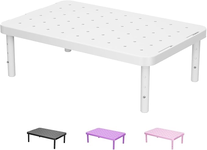 WALI Computer Monitor Stand for Desk, Adjustable Laptop Riser, up to 44 lbs | Desk Monitor Riser Underneath Storage, Fits Notebook, Laptops, Printers, for Home, Office, School (PTT001-W),1 Pack,White