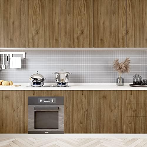 WESTICK Peel and Stick Countertops Waterproof Brown Wood Contact Paper for Cabinets Rustic Wood Peel and Stick Wallpaper Removable Wood Grain Contact Paper for Counter Table Top Desk 394" x 15.8"