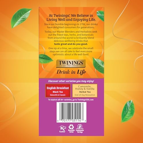 Twinings Darjeeling Black Tea Individually Wrapped Bags, 50 Count (Pack of 6), Delicate Light Taste, Caffeinated, Enjoy Hot or Iced, 300 Teabags