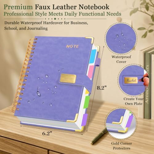 5 Subject Spiral Notebook with Pockets Dividers, 6.2''x8.2'' 300 Pages