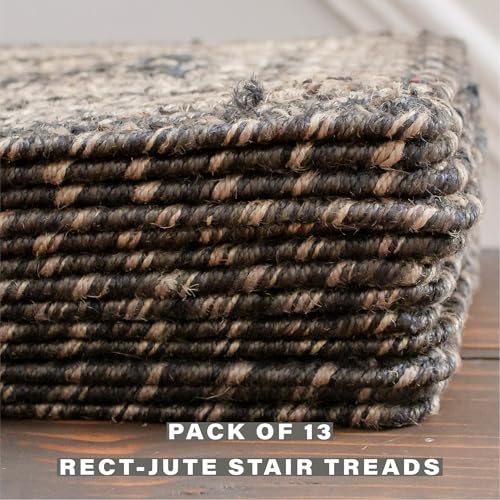 Homespice Flint Hill Jute Braided Stair Treads, Rect 8x28 Set of 13