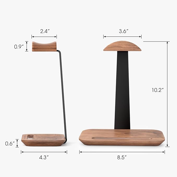 UPERGO Vertical Laptop Stand Holder, Wood Headphone Stand, Desk Organizer with Pen Holder