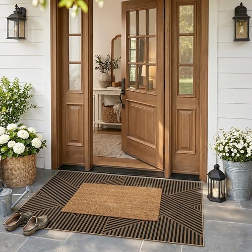 Lahome Geometric Outdoor Easy Jute Rug, 3x5 Indoor Outdoor Front Door Rug