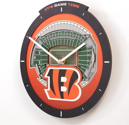 YouTheFan NFL Cincinnati Bengals StadiumView 3D Wall Clock