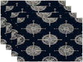 Batmerry Maritime Sailing Linen Placemats Set of 4, Oceanic Nautical Emblem Washable Table Mats for Kitchen Table Thickened Heat Insulation Dining Set Indoor Outdoor 12X18 in