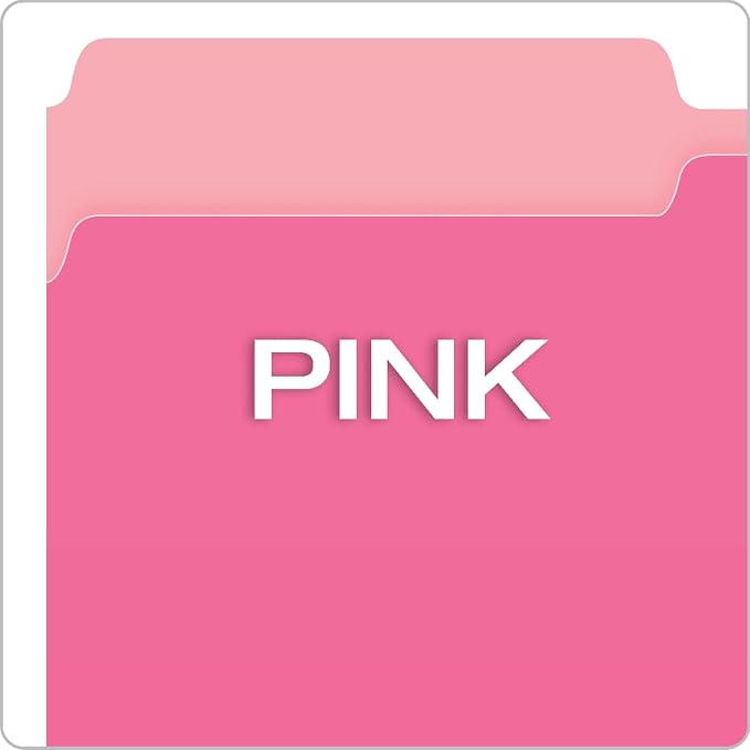 Pendaflex Two-Tone Color File Folders, Legal Size, Pink, 1/3 Cut, 100/BX (153 PIN) | Pink folders, 11 pt stock. Legal size file folders with a lighter interior that shows a misfile before it costs you time.
