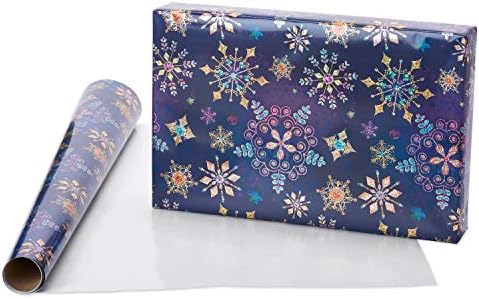 Papyrus Wrapping Paper Rolls for Christmas, Hanukkah, and All Holidays, Snowflakes Print and Metallic Silver (3 Rolls, 62.5 sq. ft.)