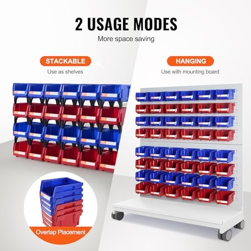 VEVOR Plastic Storage Bins 24 Pack (5 x 4 x 3-Inch), Hanging Stackable Storage Organizer Bins, Heavy Duty Stacking Containers for Closet, Garage, Office, or Small Parts Organization