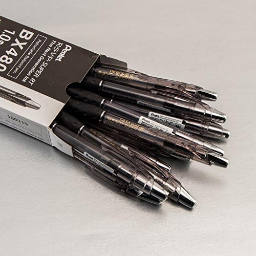 Pentel RSVP Super RT Ballpoint Pen, (1.0mm) Medium Line, Black Ink, Box of 12 (BX480-A)