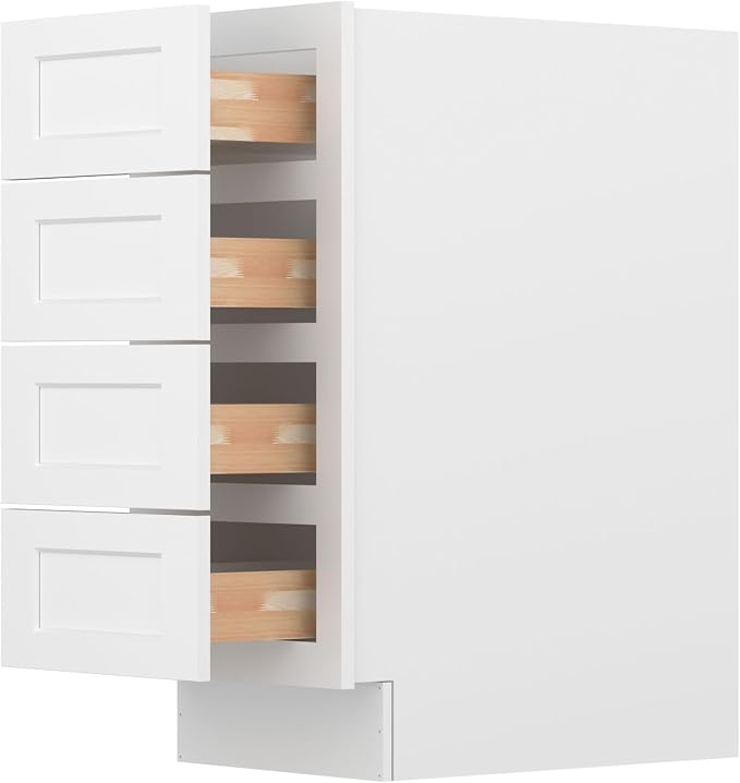 Furinno Shaker Drawer Base Kitchen Cabinet with 4-Drawers, Ready to Assemble, 24 D x 15 W x 34.5 H, White