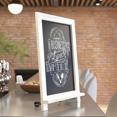 Flash Furniture 12x17 Tabletop Magnetic Chalkboard, Whitewashed, 10-Pack