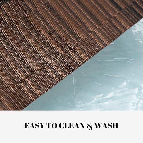 Placemats Set of 4 Vinyl/Plastic Woven Place Mats for Kitchen Table Indoor/Outdoor Washable Placemat Wipeable Dining Table Mats (Ombre Brown Black,4)