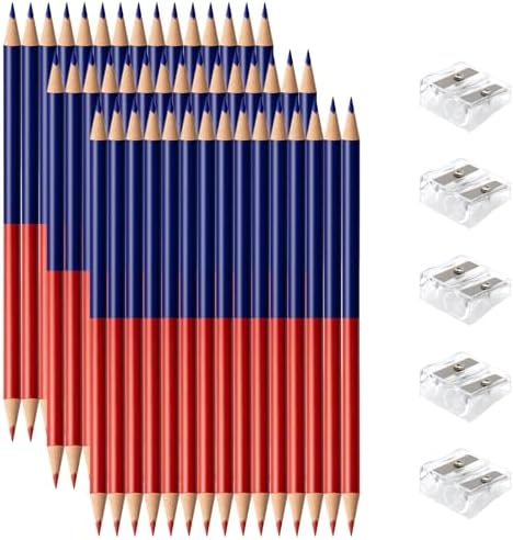 100 PCS Checking & Grading Pencils, Red and Blue Double Ended Erasable Pencils with Sharpeners, Pre-Sharpened #2 HB Back to School Supplies for Teachers, Testing, Office & Map Marking(100)