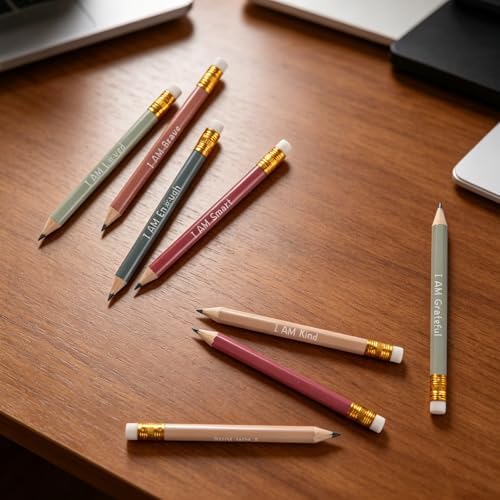 140Pcs Mini Pencils Bulk Inspirational Golf Pen-cils 4 inch Calming Corner Theme with Eraser Wood Cased Short for Classroom, Office, School and Party Game