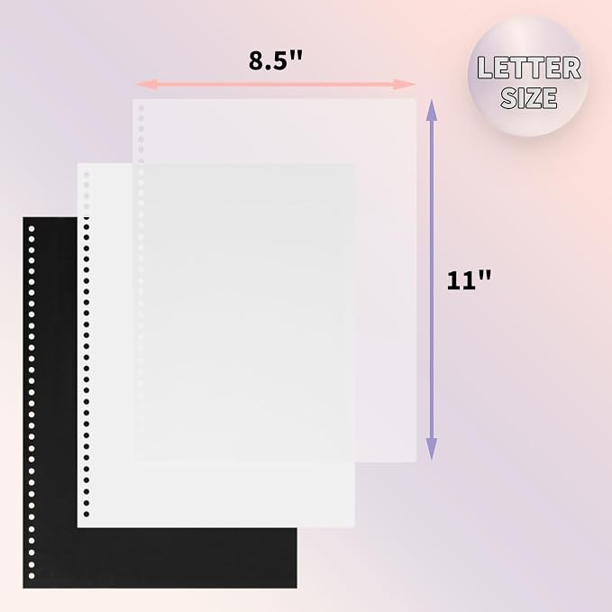 RAYSON Pre-Punched Binding Covers, 8.5" x 11", Frosted Plastic, 32 Round Holes for 3:1 Wire Binding, Letter Size, 10 mil Thick, Pack of 50