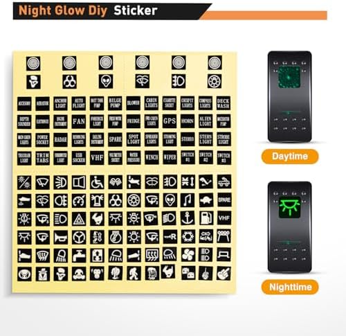 Nilight 6 Gang Rocker Switch Panel SPST On Off 5PIN Electrical Toggle Green