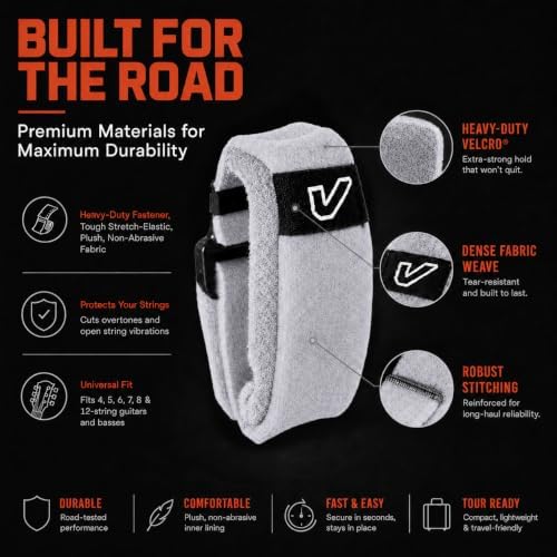 Gruv Gear Fret Wrap & Guitar Mute, Fretwrap for Acoustic, Electric & Bass | String Dampener Recording, Tapping & Practice Accessory (1 Pack, Small Off-White, Fits 4 String Bass, 6 String Guitar)