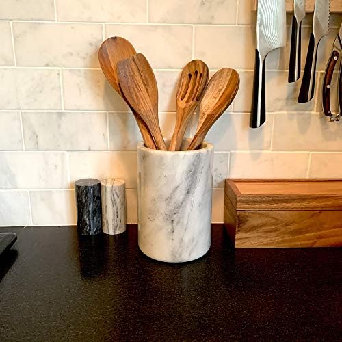 Fox Run Marble Utensil Holder, White Medium
