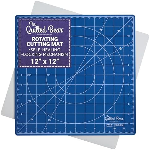 The Quilted Bear 12" x 12" Rotating Self-Healing Cutting Mat, Blue