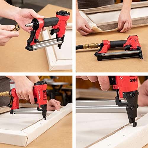 Arrow PT50 Oil-Free Pneumatic Staple Gun, Heavy-Duty Stapler, Red