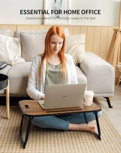 ZEAPTAC Foldable Lap Desk, Bed Desk, Bed Table & Laptop Stand w/Cup Holder