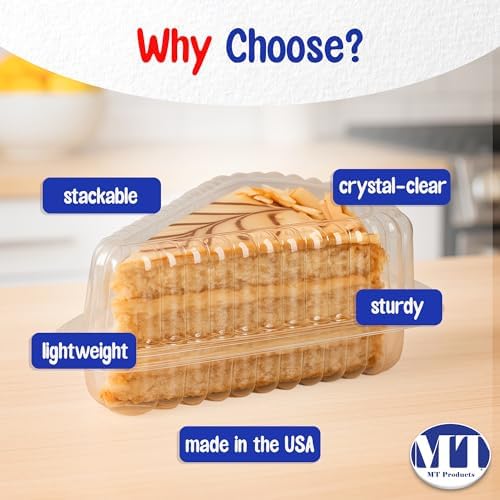 MT Products Hinged Extra Small Plastic Pie, Cheesecake, Cake Slice Container for Small Pies and Cakes (Pack of 20) - Made in The USA