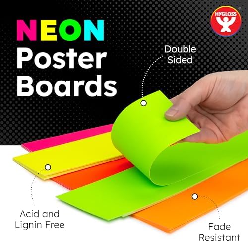Hygloss Poster Board 4 x 11, 50 Pack Neon Red-Orange, Colored Posterboard