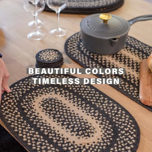 Homespice Manchester Jute Braided Table Runner, Oval 8x28 Set of 2
